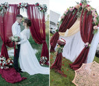 6 Panels Burgundy Wedding Arch Drapery 28" x20Ft Wedding Arch Draping Fabric Chiffon Fabric Drape Sheer Backdrop Curtain for Weddings Party Swag Ceremony Birthday Arbor Drapery Reception Ceiling Décor