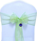 MDS Pack of 100 PCS Organza Chair Sashes Wider Dining Chair Bows Ribbon Tie Back for Wedding Party Birthday Bridal Shower Reception Event Banquet Home Chair Cover Decoration - Apple Green