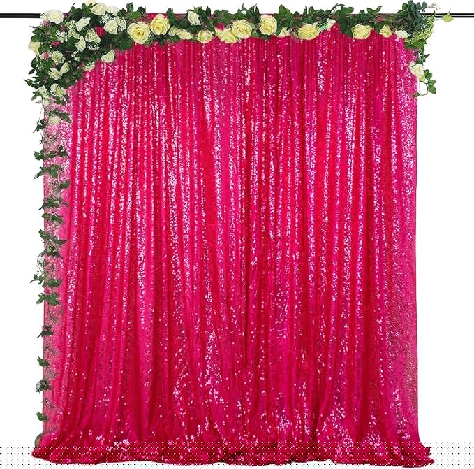 ShiDianYi 4FTX6FT-Fuchsia-SEQUIN Photo Backdrop, Wedding Photo Booth,Photography Background (Fuchsia)