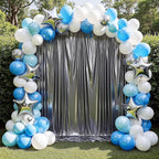 gogoparti 20x10FT Charcoal Silver Sequin Backdrop Curtain - 4 Panels of 5x10FT Wrinkle-Free Glitter Drapes for Photography, Birthdays, Weddings & Graduations