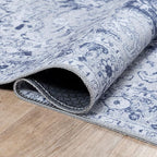 Bloom Rugs Washable Non-Slip 4' x 6' Rug - Gray/Blue Traditional Medallion Area Rug for Living Room, Bedroom, Dining Room, and Kitchen - Exact Size: 4' x 6'