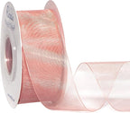 Ribbli Sweet Nectar Pink Sheer Organza Ribbon,1-1/2 Inches x Continuous 50 Yard,Rose Ribbon for Gift Wrapping,Bouquet Wrapping,Wedding Decoration,All Crafting and Sewing