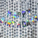Silver Snowflake Fringe Curtain - GREATRIL Winter Onederland Streamers Backdrop with Sparkling Snowflake for Christmas Birthdays Party Decoration -3.2ft x 6.5ft - 2 Pack
