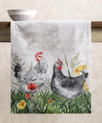 Maison d' Hermine Table Runner 100% Cotton Single Layer Table Runners 108 inches Long Decorative for Home Kitchen Dining Party Wedding Bridal Shower Spring Summer (Basse Cour, 14.50" x 108")