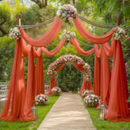 Arch Drapes for Wedding Arch Draping Fabric Terracotta Sheer Backdrop Curtain for Ceremony Bridal Party Decor 19Ft Length x 28" Width 4 Panels
