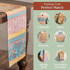 Maison d' Hermine Table Runner 100% Cotton Single Layer Table Runners 72 inches Long Decorative for Home Kitchen Dining Party Baby Shower Wedding Bridal Shower Spring Summer (Marquise, 14.50" x 72")