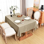 Fitable Faux Linen Table Clothes Rectangle 60 x 102 Inch - 2 Pack Khaki Tablecloths for 6 Foot Tables, Faux Burlap Kitchen Table Covers for Dining, Party, Farmhouse, Banquet, Buffet