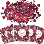 20 Pack Prefilled Confetti Packets,Biodegradable Flower Petals, Real Dried Flower Petals Individual Packing Rose Petals Wedding Send Off Ideas (Red Rose & Lavender & Lvory Jasmine Buds)