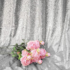 JYFLZQ Silver Sequin Backdrop Curtains 4ft x 8ft 2 Panel Glitter Photo Booth Backdrops Sparkly Photography Background Drapes for Parties Wedding Bridal Showers