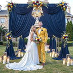 50×14ft Wrinkle Free Navy Blue Backdrop Curtain for Wedding Parties,10 Panels 5×14ft Height Soft Silky Polyester Photo Backdrop Drapes Curtains for Birthday Photography Stage Events Background Cloth