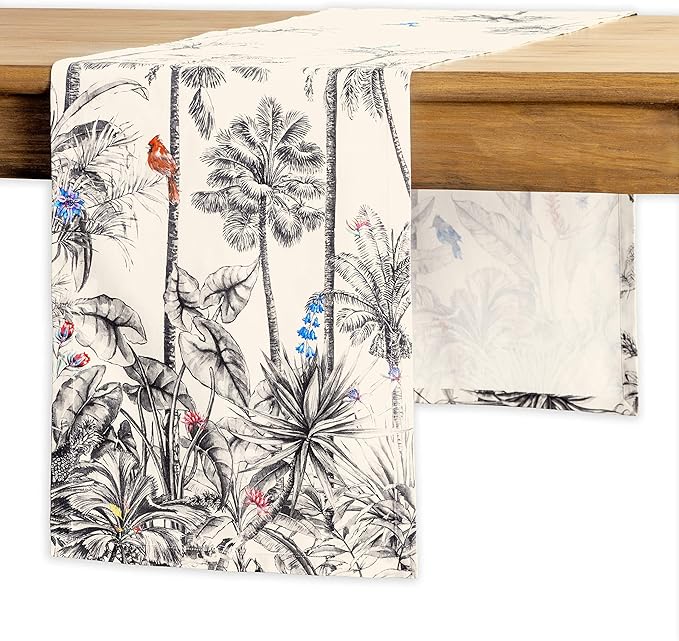 Maison d' Hermine Table Runner 100% Cotton Single Layer Table Runners 60 inches Long for Thanksgiving Christmas Decorations Home Kitchen Dining Party Wedding (Amazonia, 14.5" x 60")
