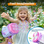 Sloosh Bubble Machine Gun W/Solution for Kids Ages 4-8, Light-Up Bazooka Rocket Shape Bubble Guns Blaster for Outdoor, Summer Toys Gifts, Party, Wedding, Easter