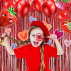 GREATRIL Red Fringe Curtains Party Streamers Backdrop Foil Tinsel Curtain Decoration for Stranger Theme Party Christmas Valentines Day Party 2 Pack