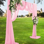 VACVELT Wedding Arch Draping Fabric Blush Pink Chiffon, 1 Panel Sheer Drapes 30 Inch x 20ft Chiffon Backdrop Curtain Decor, Outdoor Sheer Drapery for Ceremony Party Ceiling