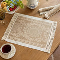 Placemats Set of 4,Waterproof Placemat with Tassel Fringe,Boho Placemats for Coffee Table Western Restaurant