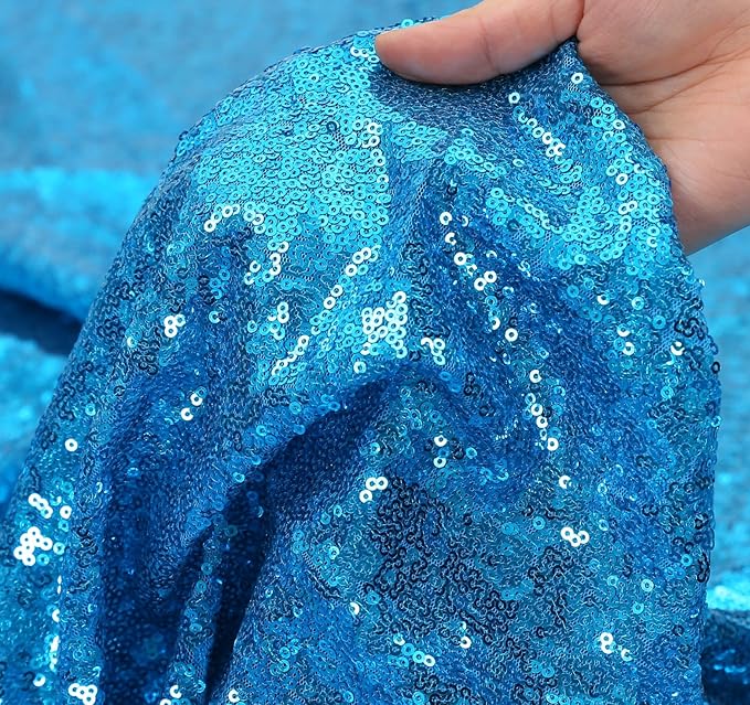 Eternal Beauty Turquoise Sequin Backdrop, 8x8 Ft Glitter Background Curtains for Shimmer Photography Party Wedding Birthday Back Drop Decor