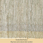 Chardin home Natural Jute Table Runner 13x90 Inch – Vintage Boho Rustic Table Decor – Handwoven Table Runner in Natural Jute and Sage Green-White – Farmhouse Dining or Console Table Accent