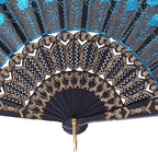 QIRMIZI 10 Pack Fabric Folding Handheld Fans, Perfect for Weddings, Parties, and Dancing,Light Blue