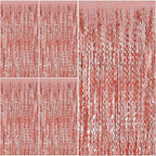 Rose Gold Tinsel Foil Fringe Curtains Wavy Backdrop for Parties Sparkle Metallic Wavy Foil Fringe Backdrop Curtain Photo Booth Props Birthday Graduation Wedding Bachelorette Party Decorations