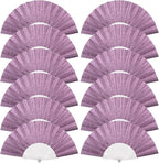 12 Pack Handheld Fan,Folding Hand Glitter Fan with Shining Transparent Fan Rib – Ideal for Wedding, Church, Festival, Dance, Tea Party, Club, and EDM Accessories, Purple