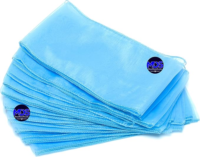 MDS Pack of 250 PCS Organza Chair Sashes Wider Dining Chair Bows Ribbon Tie Back for Wedding Party Birthday Bridal Shower Reception Event Banquet Home Chair Cover Decoration - Baby Blue
