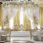 Outpain Thick 40 ft x 10 ft Gold Sequin Backdrop Curtain for Parties, Wrinkle Free Glitter Photo Backdrop Drapes 8 Panels 5x10ft Gold Back Drop Cloth for Wedding Christmas Photography Background