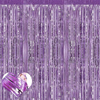 4 Pack Light Purple Fringe Curtain Backdrop, 3.2Ft x 6.6Ft Metallic Tinsel Foil Fringe Streamers Curtains Background for Photo Booth Birthday Baby Shower Party Thanksgiving Christmas Decorations