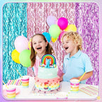 Jutom 6 Pieces 3.3 x 6.6 ft Wavy Tinsel Foil Fringe Curtains Foil Fringe Streamer Backdrop Party Curtain for Sea Mermaid Baby Shower Birthday Party Decoration(Purple, Pink, Blue Green)