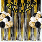 Black and Gold Party Streamers Decoration - GREATRIL Foil Fringe Backdrop for 2026 NYE/Anniversary/Farewell/Cocktail/Prom/EID/Birthdays - 3.2ft X 8.2ft - 2 Packs