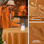 Biscaynebay Fall Tablecloth Textured Fabric Round Table Cloth 60" for Tables diameters from 28" to 48", Bronze Thanksgiving Autumn Harvest Water Resistant Fabric Table Cover for Kitchen, Dining, Party