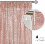 Rose Gold Sequin Backdrop Curtain 4 Pieces 2FTx8FT Glitter Photography Backdrop for Party Wedding Birthday Christmas Decorations