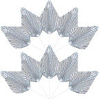 Ephlyn 6Pcs Paper Palm Leaves Fan Cake Toppers Palm Leaf Fan Cake Picks Craft DIY Fan Cupcake Toppers Palm Spear Leaves Cake Decorations for Baby Shower Wedding Birthday Party Supplies Bright Silver