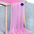 MDS 2 Pack 10ft Chiffon Table Runner 29 x 120 Inches Sheer Wedding Runner Romantic Rustic Table Runner for Wedding Decorations, Birthday Parties, Bridal Shower Party Arch Decor - Bubblegum Pink