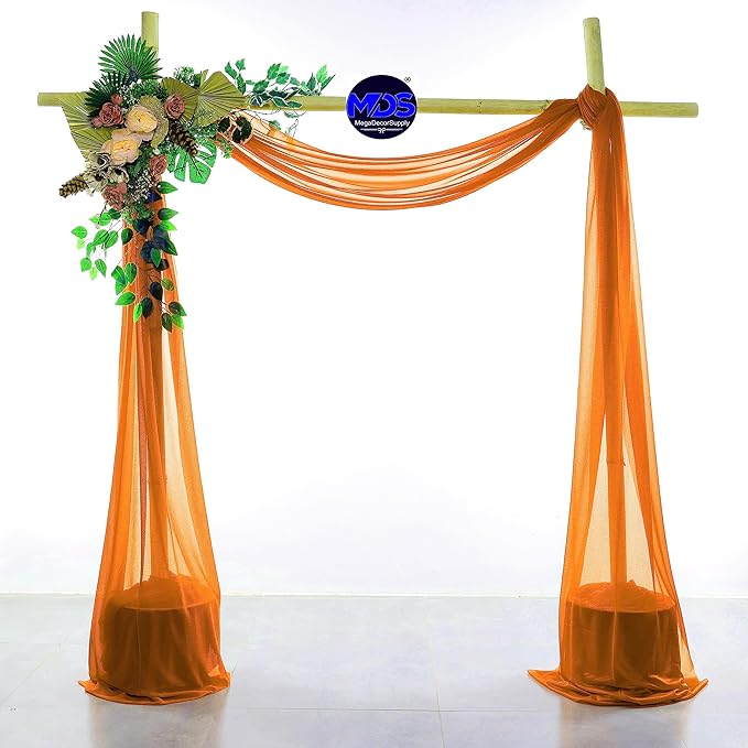 MDS Halloween Chiffon Draping Fabric - 1 Panel, 30" Wide x 100ft Long - Sheer Spooky Arbor & Canopy Drapery for Haunted House Backdrops, Party Ceilings, DIY Costumes & Themed Events - Orange