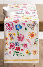 Maison d' Hermine Table Runner 100% Cotton Single Layer Table Runners 108 inches Long Decorative for Home Dining Party Wedding Bridal Shower Spring Summer (Happy Florals - Sweety, 14.50" x 108")