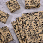 100 Sheets 20 * 14 Inches Vintage Halloween Tissue Paper Kraft Gothic Floral Skull Moth Spider Printed Tissue Paper for Gift Wrapping Spooky Decorative Tissue for Halloween Party DIY Craft Supplies