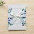 PONATIA 50 PCS Vellum Jackets for 5x7 Invitation Cards - 135GSM Royal Blue Flowers Vellum Sleeves, Transparent Gift Card Jackets