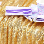 QueenDream Gold Table Cloth Party Decorations: Sequin Fabric 90x90 Inch Sparkle Tablecloths - Gold Drapes Wedding Overlay