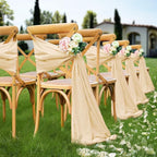 VACVELT Wedding Arch Draping Fabric Champagne Chiffon, 1 Panel Sheer Drapes 30 Inch x 20ft Chiffon Backdrop Curtain Decor, Outdoor Sheer Drapery for Ceremony Party Ceiling