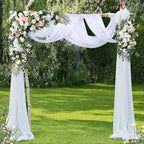 3 Panels Wedding Arch Draping Fabric White Sheer Backdrop Curtain Arch Drape for Wedding Ceremony Reception,Bridal Shower Party Decorations 28" X 19ft
