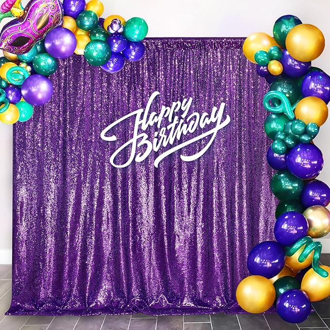 10ft x 10ft Purple Sequin Backdrop Glitter Halloween Party Backdrop Curtains Photo Background for Stage Wedding Baby Shower Decorations