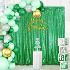 QueenDream Green Sequin Backdrop Curtain Party Backdrop Curtain 8ft x 8ft for Glitter Birthday Wedding Curtains