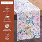 Maison d' Hermine Table Runner 100% Cotton Single Layer Table Runners 108 inches Long Decorative for Home Kitchen Dining Party Wedding Bridal Shower Spring Summer (Floral Love, 14.50" x 108")