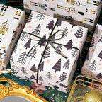 Ulmasinn Reversible Christmas Wrapping Paper Roll - 17" x33ft Double-Sided Designs with Luxury, Gold Nutcracker & Minimalist Black Forest, Xmas Gift Wrap for Presents, Table Decor & Crafting