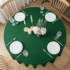 Biscaynebay Round Christmas Tablecloths 60" for Round Tables diameters from 28" to 48", Hunter Green Fabric Water Resistant Folding Table Covers Washable for Dining, Kitchen, Wedding, Parties