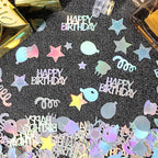 Happy Birthday Confetti for Table Iridescent Balloon Star Shaped Table Scatter Suitable for Disco Themed Birthday/Anniversary Party Decorations