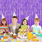 Purple Foil Curtain Backdrop, 2Pack Metallic Tinsel Foil Fringe Curtains Photo Booth Props for Birthday Wedding Engagement Bachelorette Baby Shower Christmas Holiday Celebration Party Decorations
