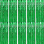 BTSD-home 10 Pack Green Foil Fringe Curtain, Metallic Photo Booth Backdrop Tinsel Door Curtains for St Patricks Day Birthday Bridal Baby Shower Bachelorette Christmas Party Decorations(8ft x 3ft)