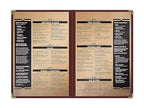 Goodsmart Restaurant Menu Covers – 25 Pack Burgundy 4-View 8.5" x 14", Side-Loading Vinyl & Plastic Menu Holders, Clear Menu Sleeves, Leather-Style Café Covers with Gold Corners