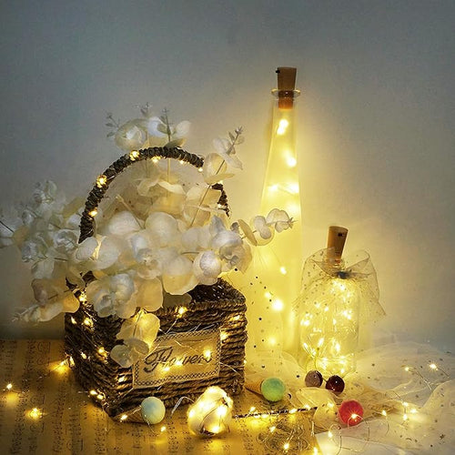 20 LED Wine Bottle Lights with Cork, 15 Pack Battery Operated Cork Shape Fairy Light Waterproof Mini Copper Silver Wire String Lights for Party, Wedding, Christmas, Bedroom Decor (Warm White)